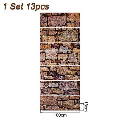 13 Packs Stair Stickers 39"x7" Self-Adhesive Peel and Stick Staircase Riser Decals Stone Pattern