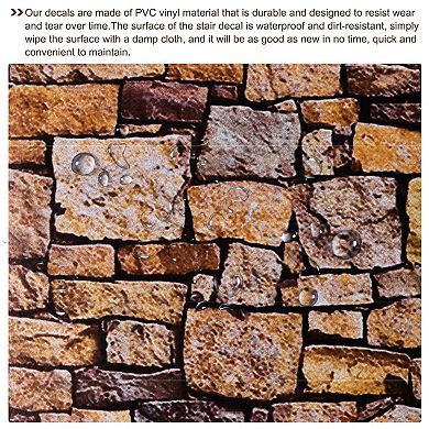 13 Packs Stair Stickers 39"x7" Self-Adhesive Peel and Stick Staircase Riser Decals Stone Pattern