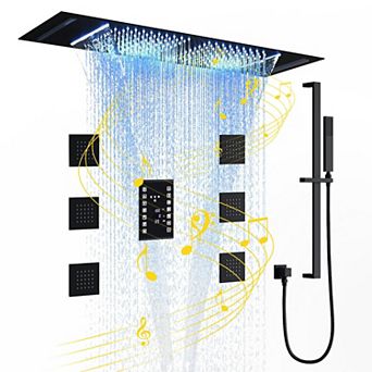 35”L x 12”W Flush-Mount LED Bluetooth Music Rainfall Shower System with Smart Touch Screen Display