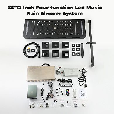 35”L x 12”W Flush-Mount LED Bluetooth Music Rainfall Shower System with Smart Touch Screen Display