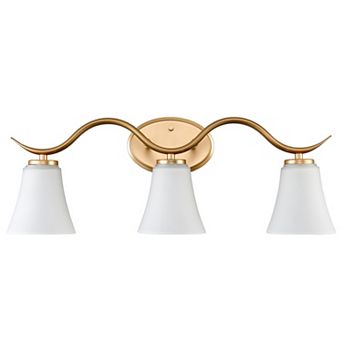 Lecce Modern Gold Bathroom Vanity Light Fixture 3-Light Milk Glass