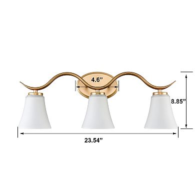 Lecce Modern Gold Bathroom Vanity Light Fixture 3-Light Milk Glass