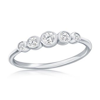Argento Bella Sterling Silver Graduating Round Cubic Zirconia Ring