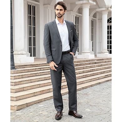 Men's Slim 1-Button Suit Set: Tailored Blazer & Dress Pants - Wedding & Office Ready