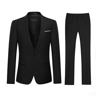 Men's Slim 1-Button Suit Set: Tailored Blazer & Dress Pants - Wedding & Office Ready