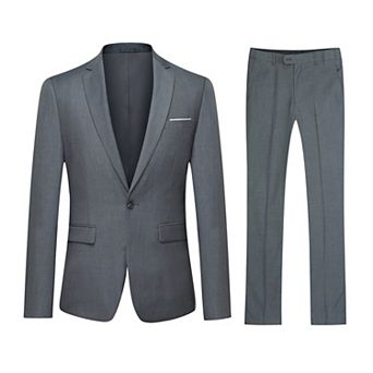 Men's Slim 1-Button Suit Set: Tailored Blazer & Dress Pants - Wedding & Office Ready