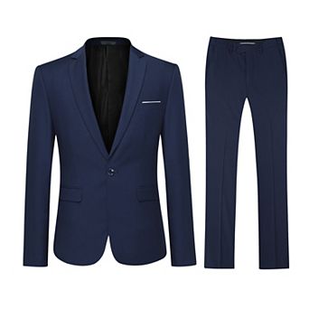 Men's Slim 1-Button Suit Set: Tailored Blazer & Dress Pants - Wedding & Office Ready