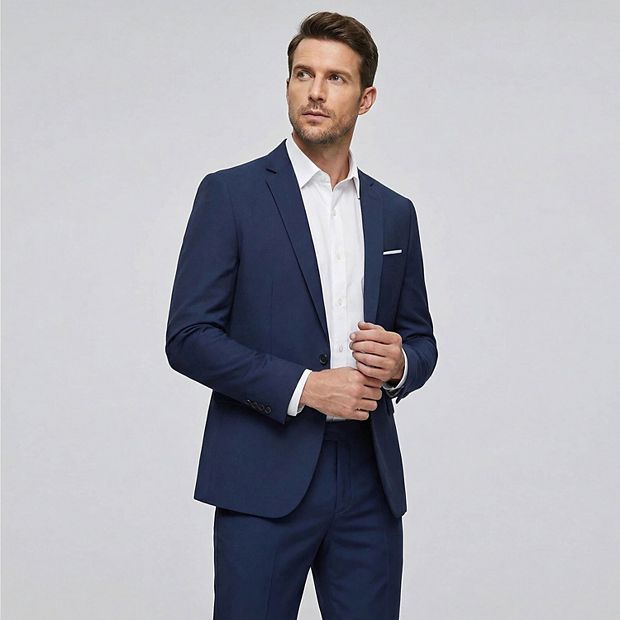 Men's Slim 1-Button Suit Set: Tailored Blazer & Dress Pants - Wedding & Office Ready