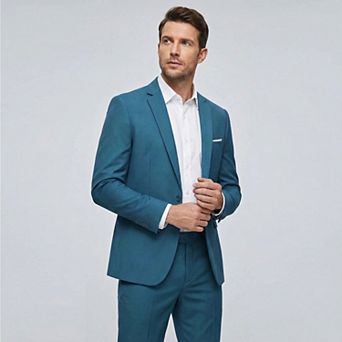Men's Slim 1-Button Suit Set: Tailored Blazer & Dress Pants - Wedding & Office Ready