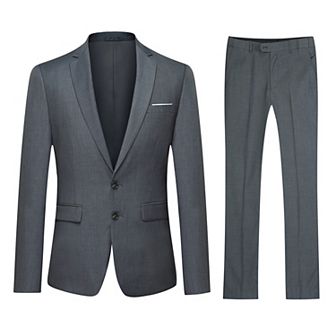 Men's Slim 2-Button Suit Set: Tailored Blazer & Dress Pants - Wedding & Office