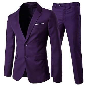 Men's Slim 2-Button Suit Set: Tailored Blazer & Dress Pants - Wedding & Office
