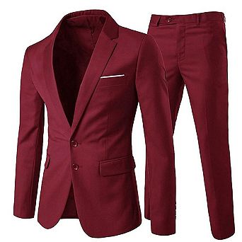 Men's Slim 2-Button Suit Set: Tailored Blazer & Dress Pants - Wedding & Office