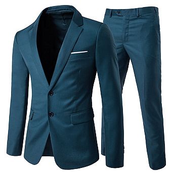 Men's Slim 2-Button Suit Set: Tailored Blazer & Dress Pants - Wedding & Office