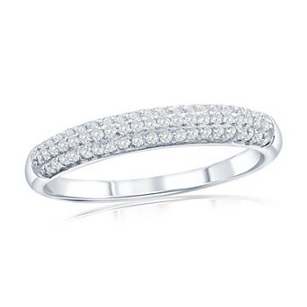 Argento Bella Sterling Silver Cubic Zirconia Half Eternity Pave Ring