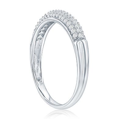 Argento Bella Sterling Silver Cubic Zirconia Half Eternity Pave Ring