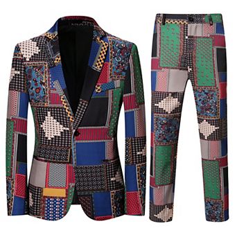 Men's Floral Print Suit Set: Slim 2-Button Blazer & Pants - Wedding & Parties