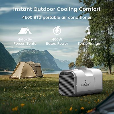 Waykar 4,500 BTU Portable Air Conditioner - Ideal for Tent, Camping, RV,  Covers up to 150 Sq.