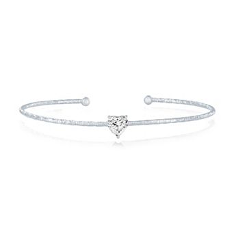 Argento Bella Sterling Silver Cubic Zirconia Birthstone Heart Bangle Bracelet