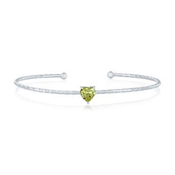 Argento Bella Sterling Silver Cubic Zirconia Birthstone Heart Bangle Bracelet