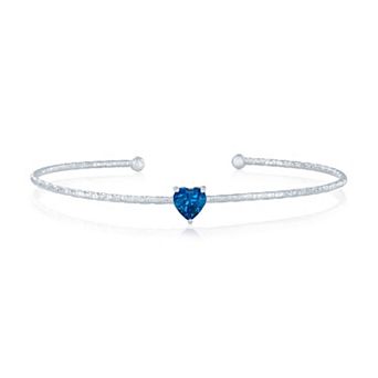 Argento Bella Sterling Silver Cubic Zirconia Birthstone Heart Bangle Bracelet