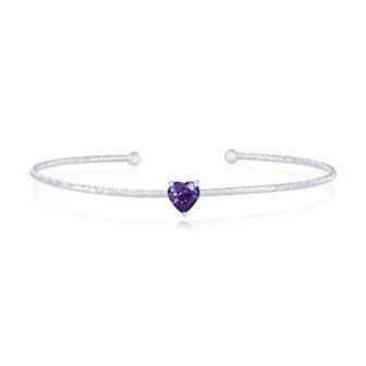 Argento Bella Sterling Silver Cubic Zirconia Birthstone Heart Bangle Bracelet