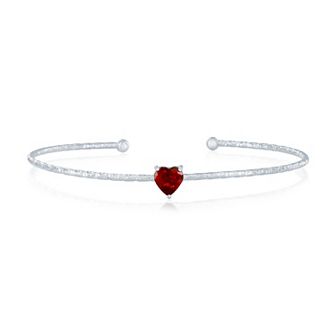 Argento Bella Sterling Silver Cubic Zirconia Birthstone Heart Bangle Bracelet