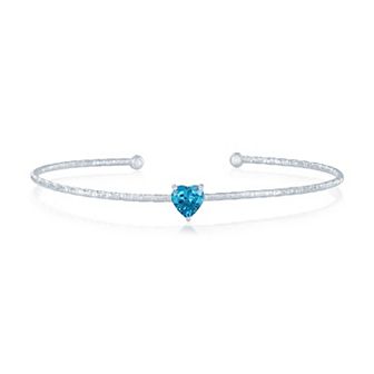 Argento Bella Sterling Silver Cubic Zirconia Birthstone Heart Bangle Bracelet