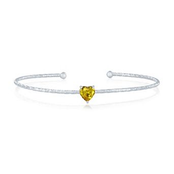 Argento Bella Sterling Silver Cubic Zirconia Birthstone Heart Bangle Bracelet