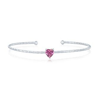 Argento Bella Sterling Silver Cubic Zirconia Birthstone Heart Bangle Bracelet