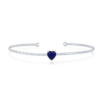 Argento Bella Sterling Silver Cubic Zirconia Birthstone Heart Bangle Bracelet