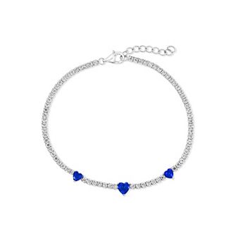 Argento Bella Sterling Silver Cubic Zirconia Heart Tennis Bracelet