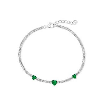 Argento Bella Sterling Silver Cubic Zirconia Heart Tennis Bracelet