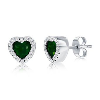 Argento Bella Sterling Silver Cubic Zirconia Heart Stud Earrings