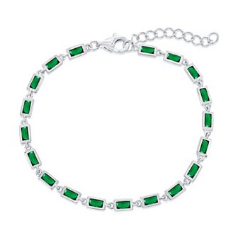 Argento Bella Sterling Silver Cubic Zirconia Bezel-Set Rectangle Bracelet