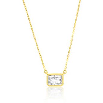 Argento Bella Sterling Silver Rectangle Bezel-Set Cubic Zirconia Necklace