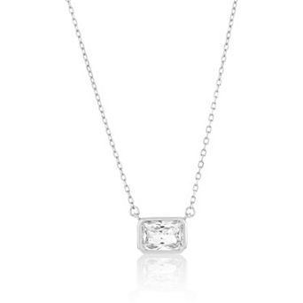 Argento Bella Sterling Silver Rectangle Bezel-Set Cubic Zirconia Necklace