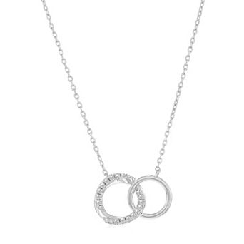 Argento Bella Sterling Silver Interlocking Circle Cubic Zirconia Necklace