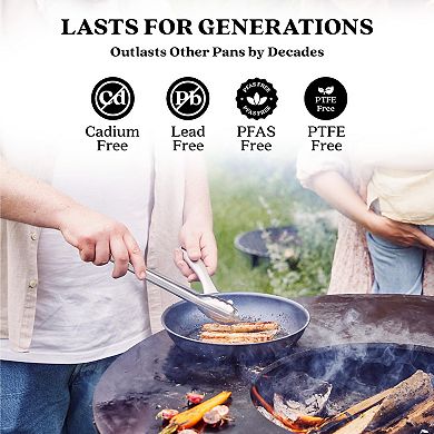 Alva Black Angus 2pc Carbon Steel Frying Pan Set -Naturally Nonstick & Non-Toxic