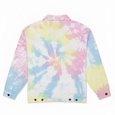 Oversized Pastel Tie Dye Denim Boyfriend Jacket