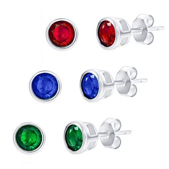Argento Bella Sterling Silver Cubic Zirconia 6 mm Stud Earrings