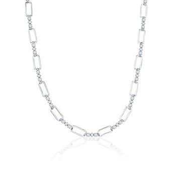 Argento Bella Sterling Silver Paperclip & Cubic Zirconia Necklace