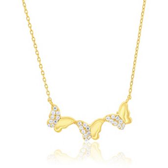 Argento Bella 14k Gold Over Silver Double-Sided Butterfly Necklace
