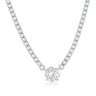 Argento Bella Sterling Silver Round Cubic Zirconia Tennis Necklace