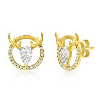 Argento Bella 14k Gold Over Silver Deer Antlers Stud Earrings