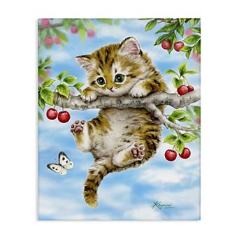 Stupell Home Decor Kitten Chasing Butterfly Canvas Wall Art