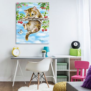 Stupell Home Decor Kitten Chasing Butterfly Canvas Wall Art