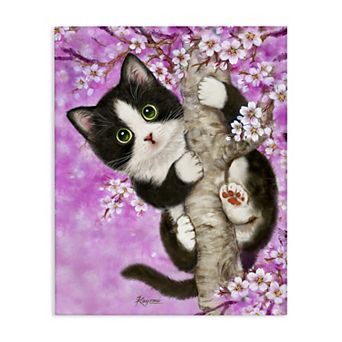Stupell Home Decor Kitten & Cherry Blossoms Wall Art