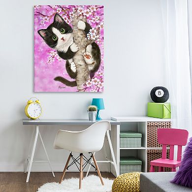 Stupell Home Decor Kitten & Cherry Blossoms Wall Art