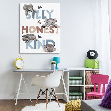 Stupell Home Decor Baby Elephant Hippos Canvas Wall Art