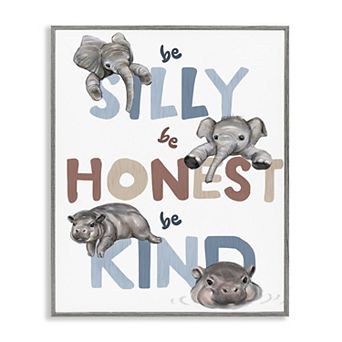 Stupell Home Decor Kind Baby Elephant Hippos Framed Wall Art